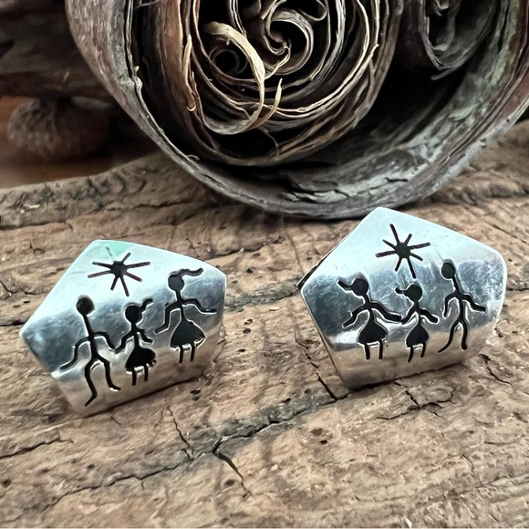 Authentic Mexicana Mexico Earrings Sterling Silver Studs Family Dad Mom Daughter - Picture 5 of 6